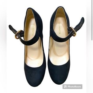 Liz Claiborne Savannah Womens Shoes, Sz 6M Black Suede, Mary Jane Chunky Heels